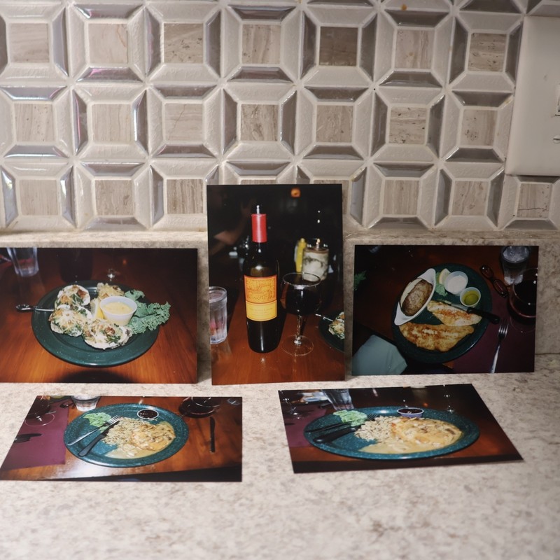 Vtg Color Snapshot  Food Dishes Restaurant Meal Platter Garnish Lot of  5