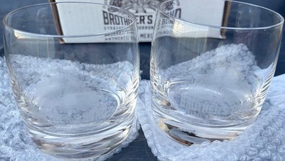 Custom Engraved Brother's Bond Whiskey Glass   12 Oz Glass Set Of Two NIB