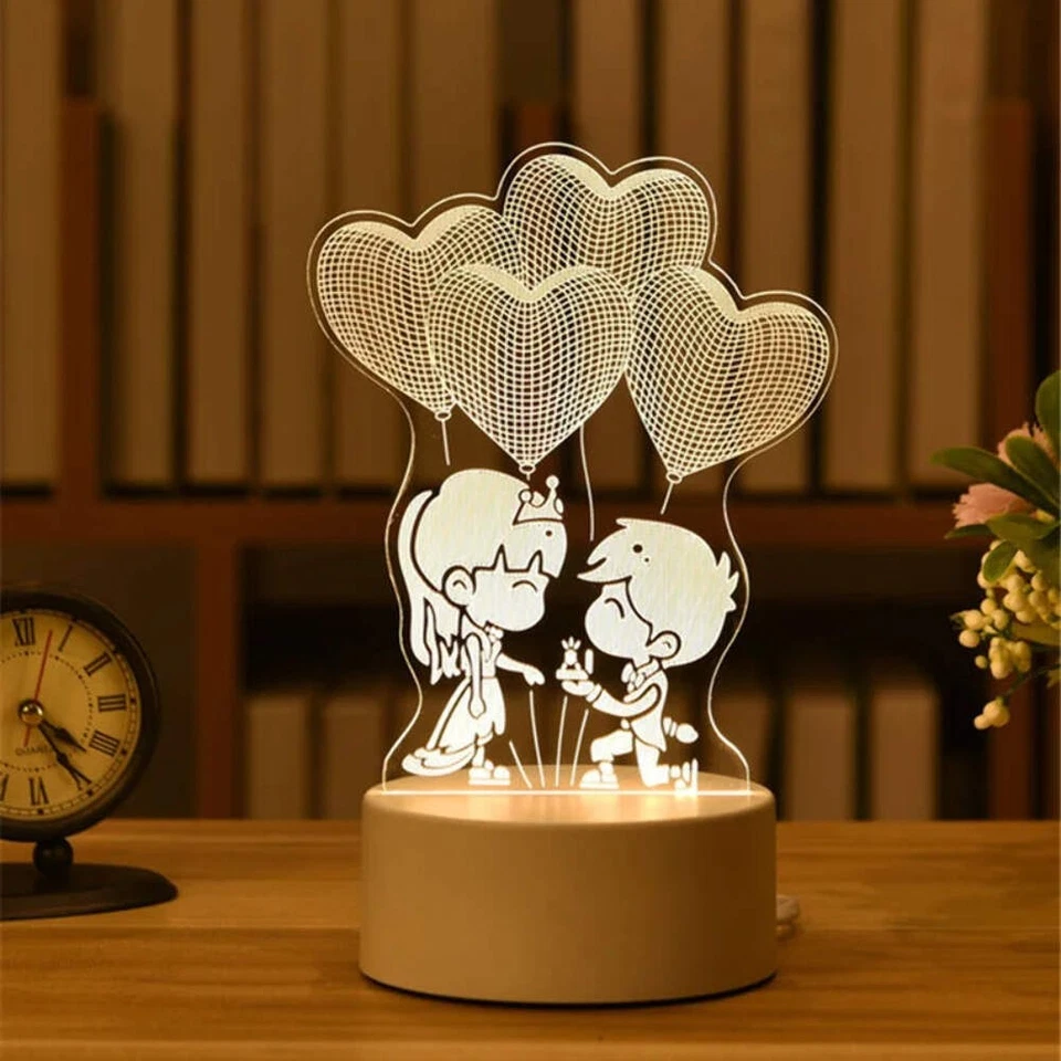 Lámpara 3D Acrílico USB LED Luces Nocturnas Neón Letrero Lámpara Navidad Decoraciones F Foto 2 de 4