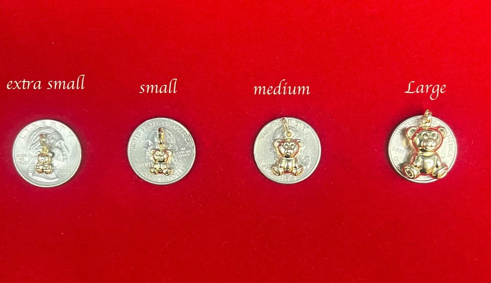 Oso de peluche inflado de oro sólido real de 14 K, collar de cadena de cable de 1,3 mm de oro real de 14 k Foto 3 de 4