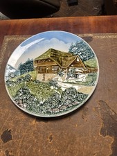 Vintage Vibrant Quirky WestGerman Majoilca Relief Plate Alpine Chalet Landscape