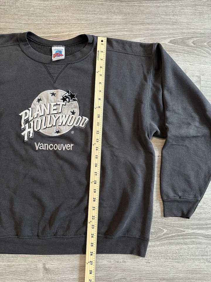Suéter Vintage Planet Hollywood Vancouver Cuello Redondo Retro Años 90 Hecho en EE. UU. Negro Foto 4 de 4