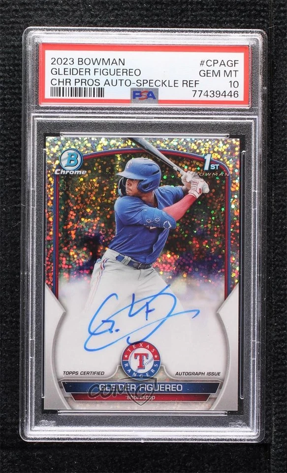 2023 Bowman Chrome Speckle Refractor 137/299 Gleider Figuereo PSA 10 Auto