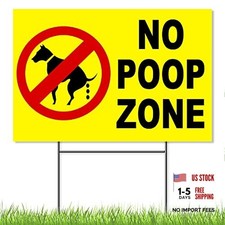 No Poop Zone Sign with Stake - Keep Off Grass Sign - Keep Dogs Off Sign - No