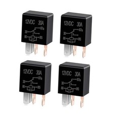 Car 5 Pin Relay Switch, Multi-Purpose Relay with 12V 30A, Nylon 4 PCS Black