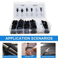 100Pack Universal Rivet Push Clips Retainer Fender Liner Fastener for Car 6 Size