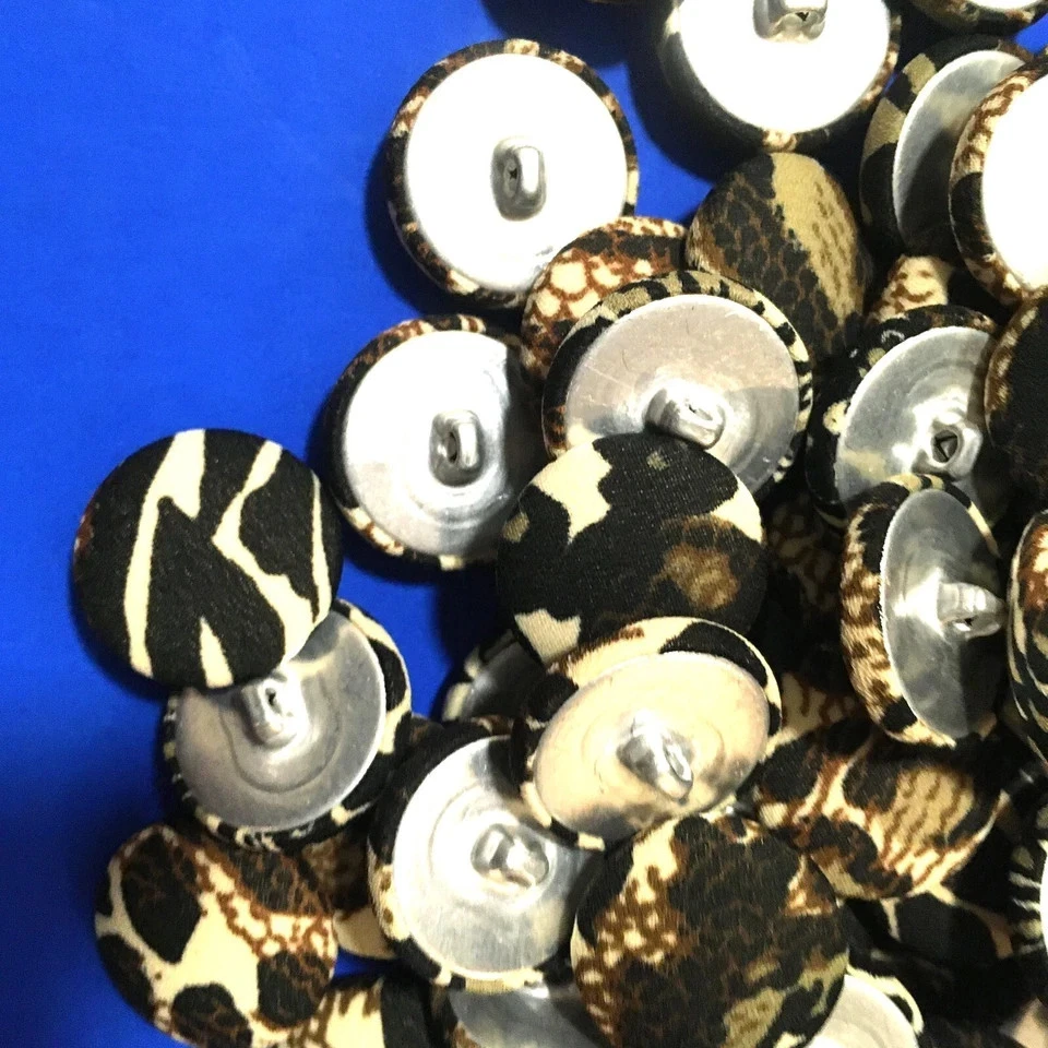 24 Fabric Covered Button Metal Buttons 24mm 1" Mixed Animal Print  12 pcs    B23 - Image 4 of 4