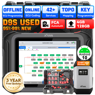 XTOOL USED D9S Auto Wireles Diagnostic Bidirectional Scanner Key Programmer FCA