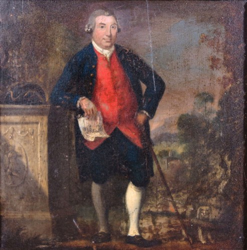 huile/carte homme noble britannique ou américain vers 1750 à la manière de Sir Joshua Reynolds - Photo 2 sur 3
