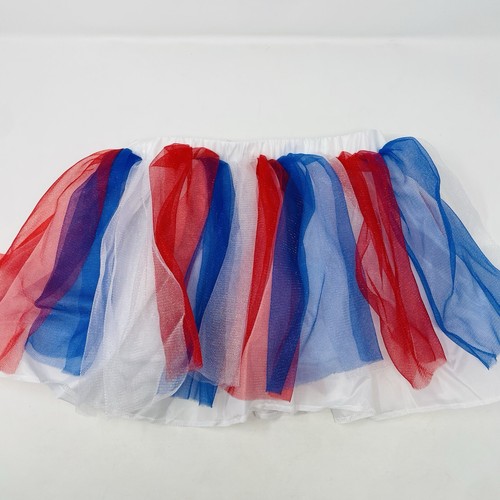 Child Size S/M Patriotic Red White Blue Americana Mesh Tutu Play Halloween 416 - Picture 7 of 11