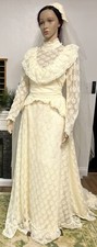 Wedding Dress Vintage HANDMADE VICTORIAN BOHO WEDDING DRESS Sz 4