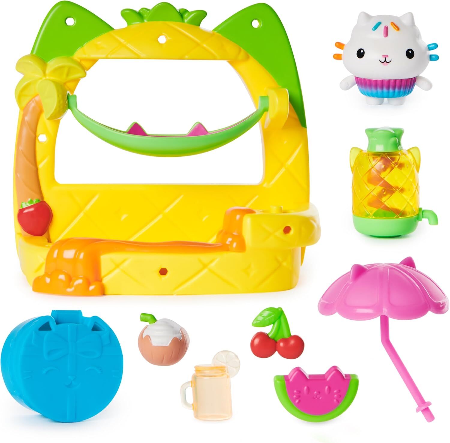 Кукольный домик Gabbys, игровой набор Cakeys Fruit Smoothie на балконе, 8 предметов с игрушечной фигуркой