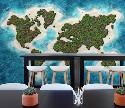 3D Forest World Map ZHUA817 Wallpaper Wall Murals Removable Self-adhesive Ann
