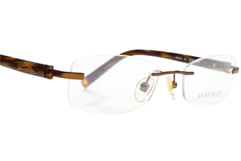 Óculos de luxo Anne Klein AK9121 571 bronze Havana tartaruga sem aro 52mm - Imagem 3 de 4