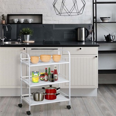 3 Shelf Large Salon Beauty Trolley Cart Rolling Salon Cart, White