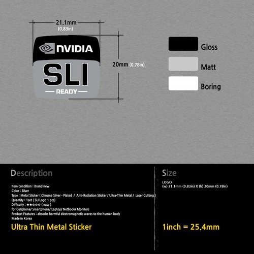 Nvidia SLI Metal Decal Sticker Case Computer PC Laptop Sticker - Picture 3 of 6