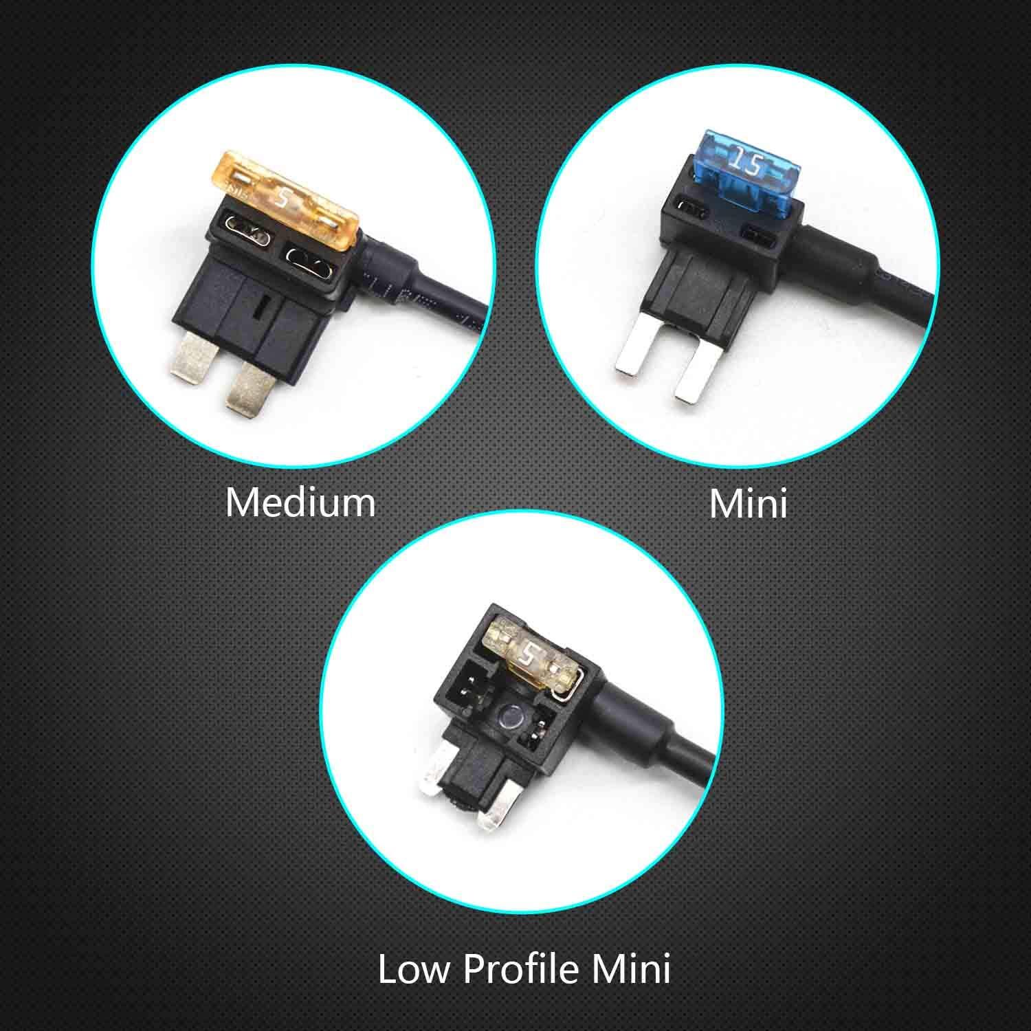 10pc 12V Car AddaCircuit Fuse Adapter w/ Standard & Mini Tap Blade