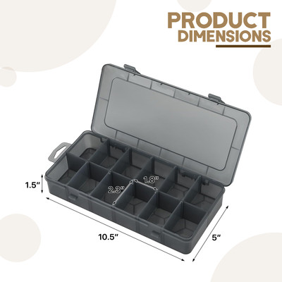 12-Compartment Clear Plastic Organizer Set Adjustable Grids, Multipurpose,4PCS
