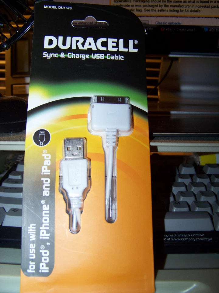 Duracell Sync & Charge Cable White Du1578 ipod iphone and ipad USB - Image 2 of 4