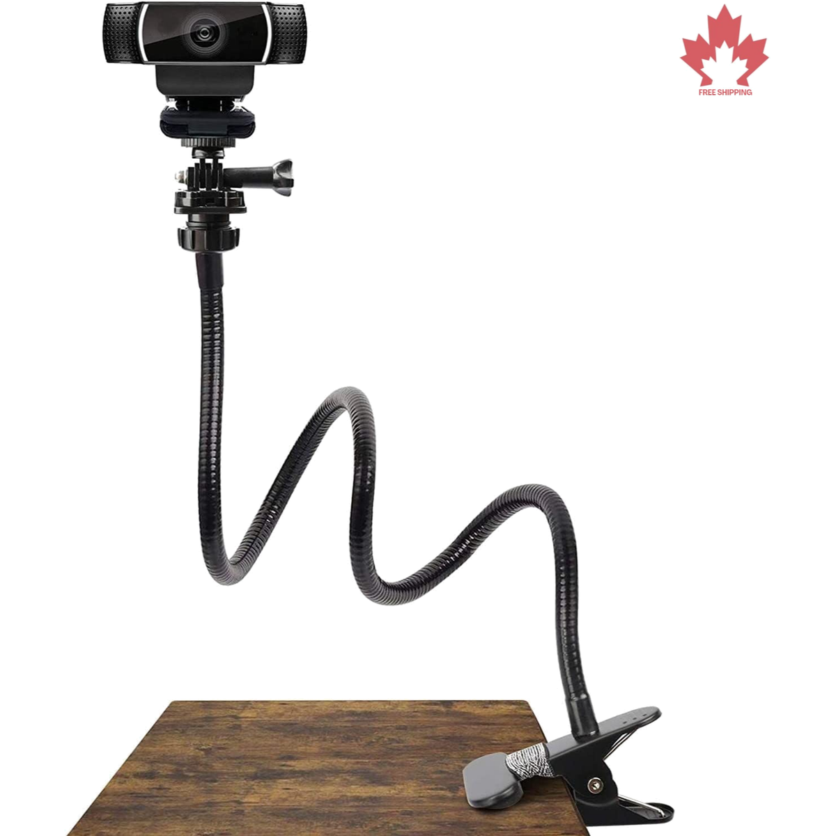 Webcam Stand with Flexible Gooseneck Desk Mount Clamp 25 Inch