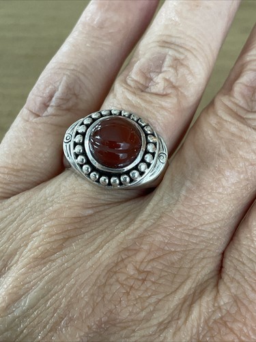 DP Signed Sterling Silver Carnelian Agate Beaded Ring Sz 9 - Picture 5 of 8