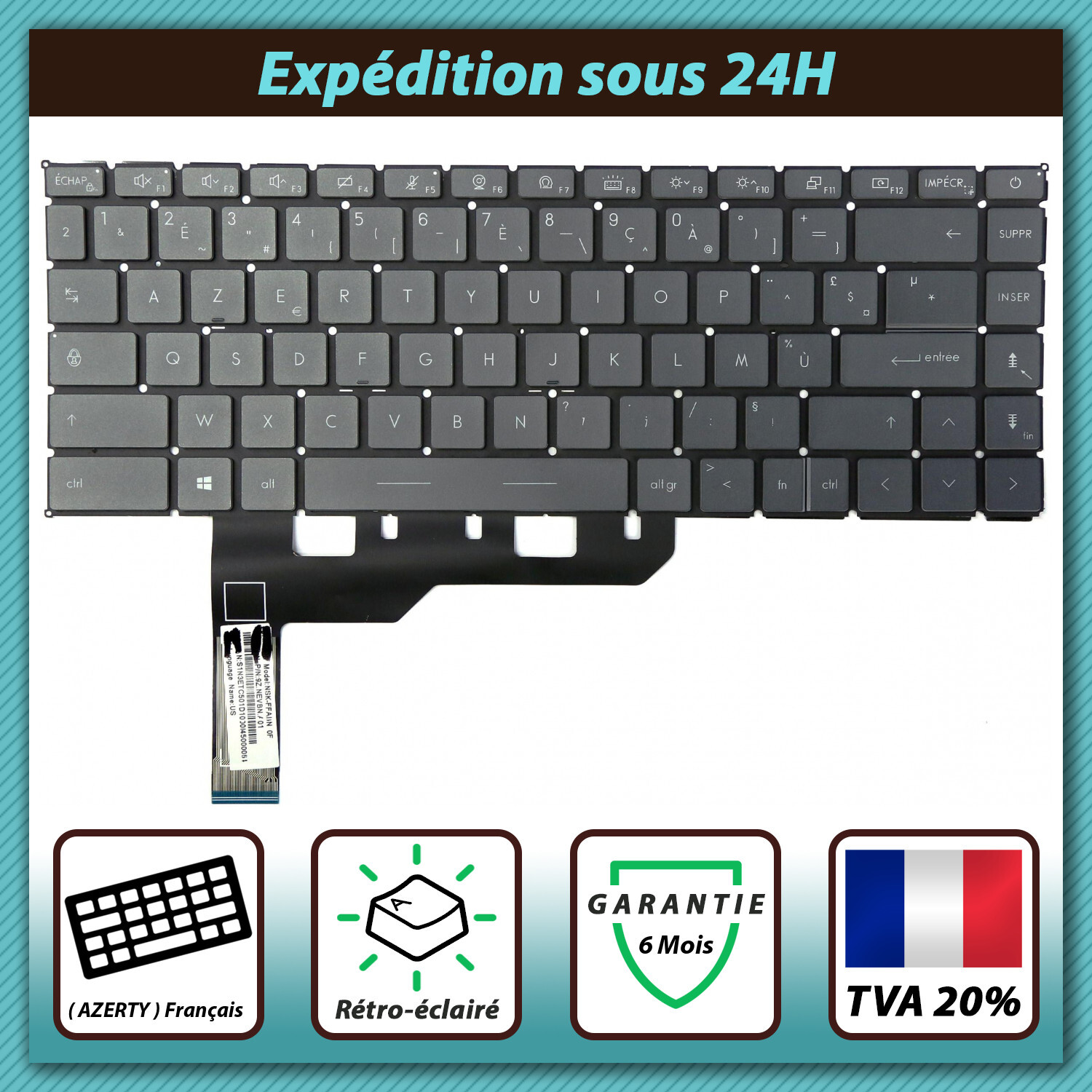 Clavier AZERTY de rechange pour régler les touches bloquées sur MSI Modern 15-A11M