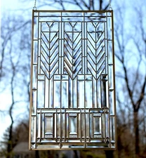 20" x 34" Clear Beveled Glass window panel FRANK LLOYD WRIGHT "TREE OF LIFE" 