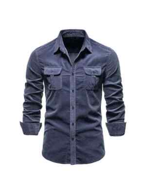 Camicia Uomo A Righe A Maniche Lunghe - Casual Business Con Risvolto, Vestibilità Regolare, Morbida