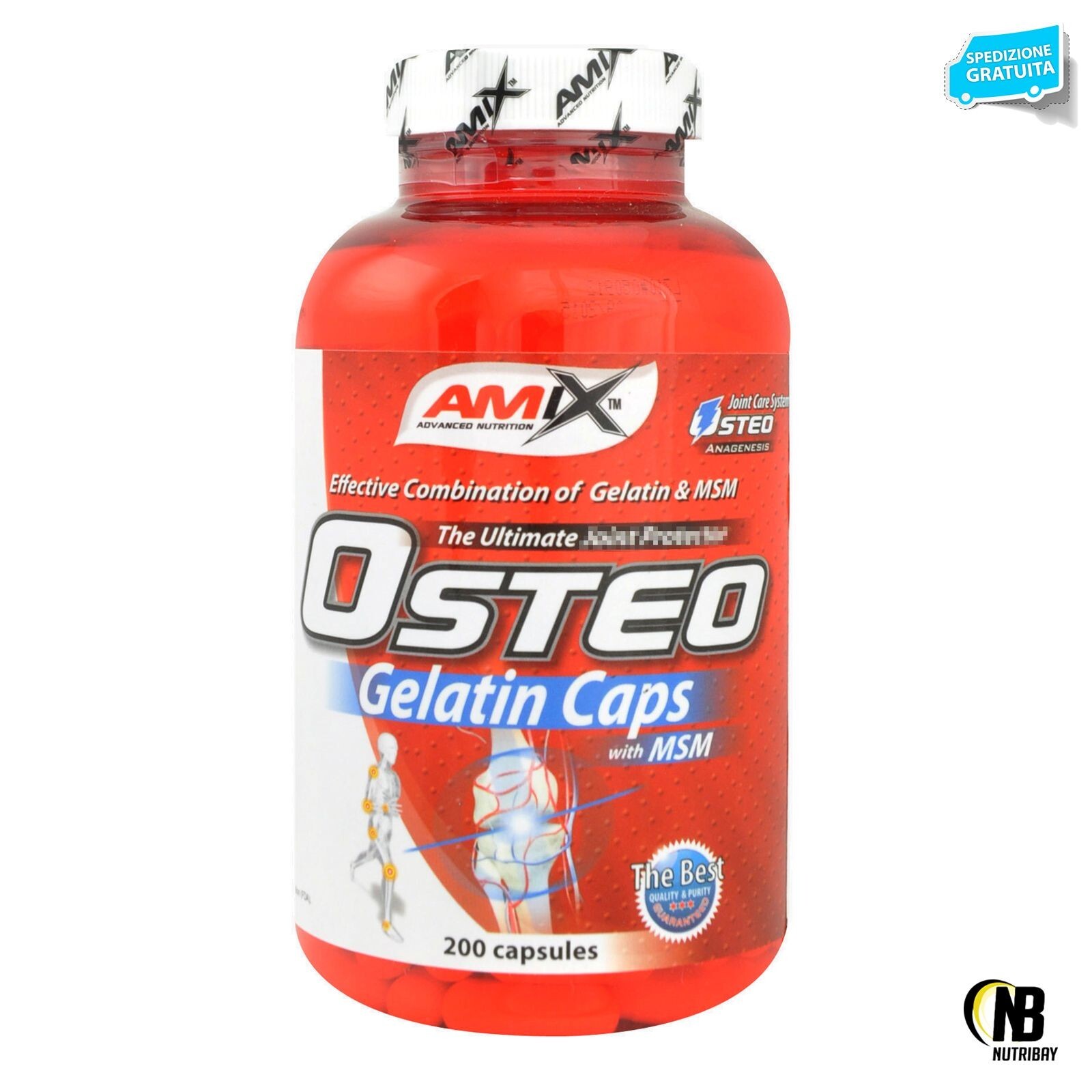AMIX Osteo Gelatin Caps 200 capsule Collage con MSM per Articolazioni
