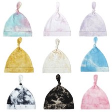 Newborn Infant Baby Cotton Beanie Hat Tie-Dye Print Stretchy Warm