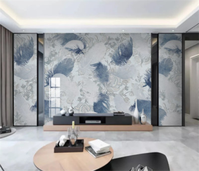 3D Soft Feather Self-adhesive Removeable Wallpaper Wall Mural