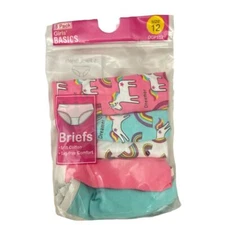 Girls' Basics 5-Pack Cotton Briefs Unicorn Rainbow Print Underwear Size 12 J-2