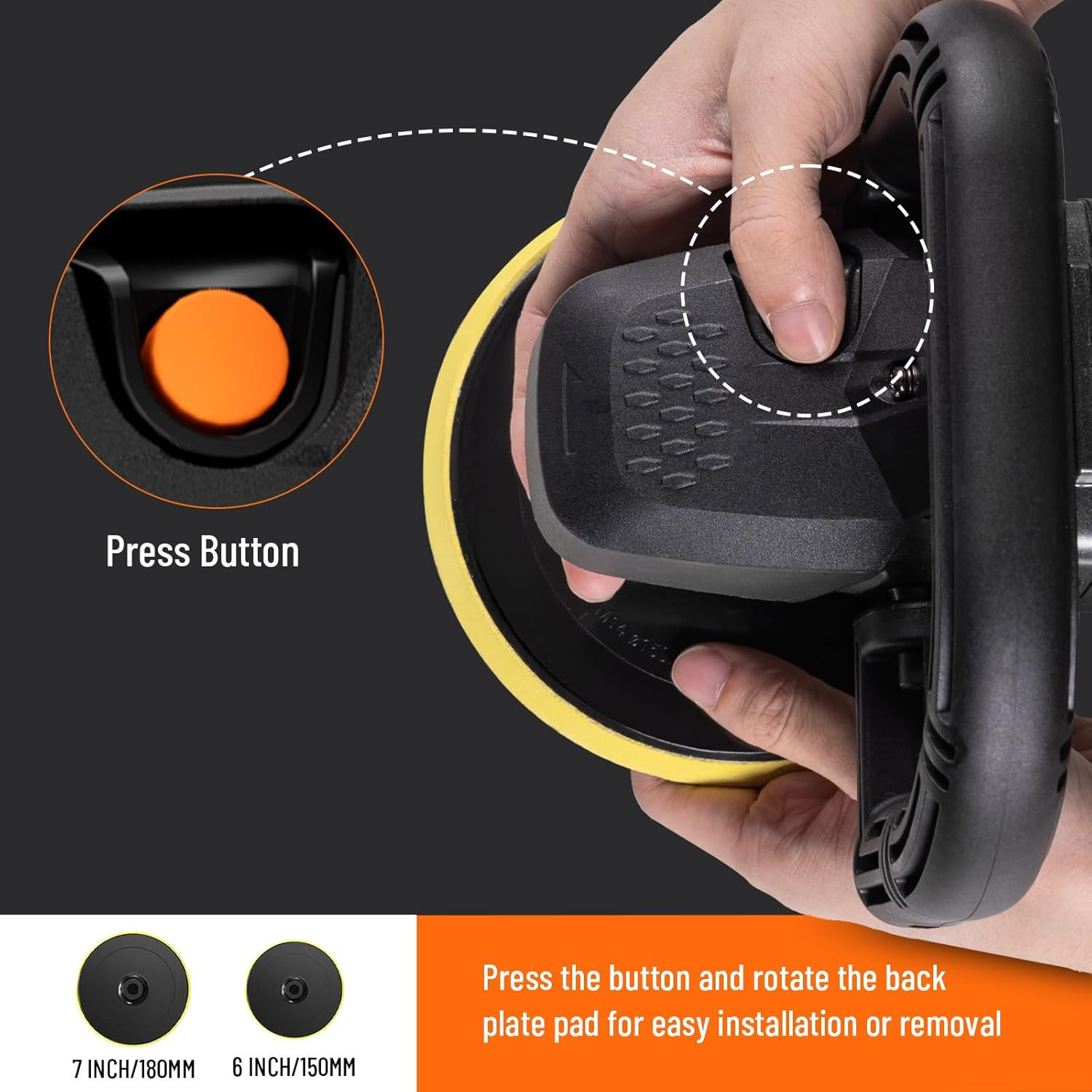 PLS03A 12.5A Rotary Car Polisher Kit, 6 Variable Speeds for Detailing & Waxing