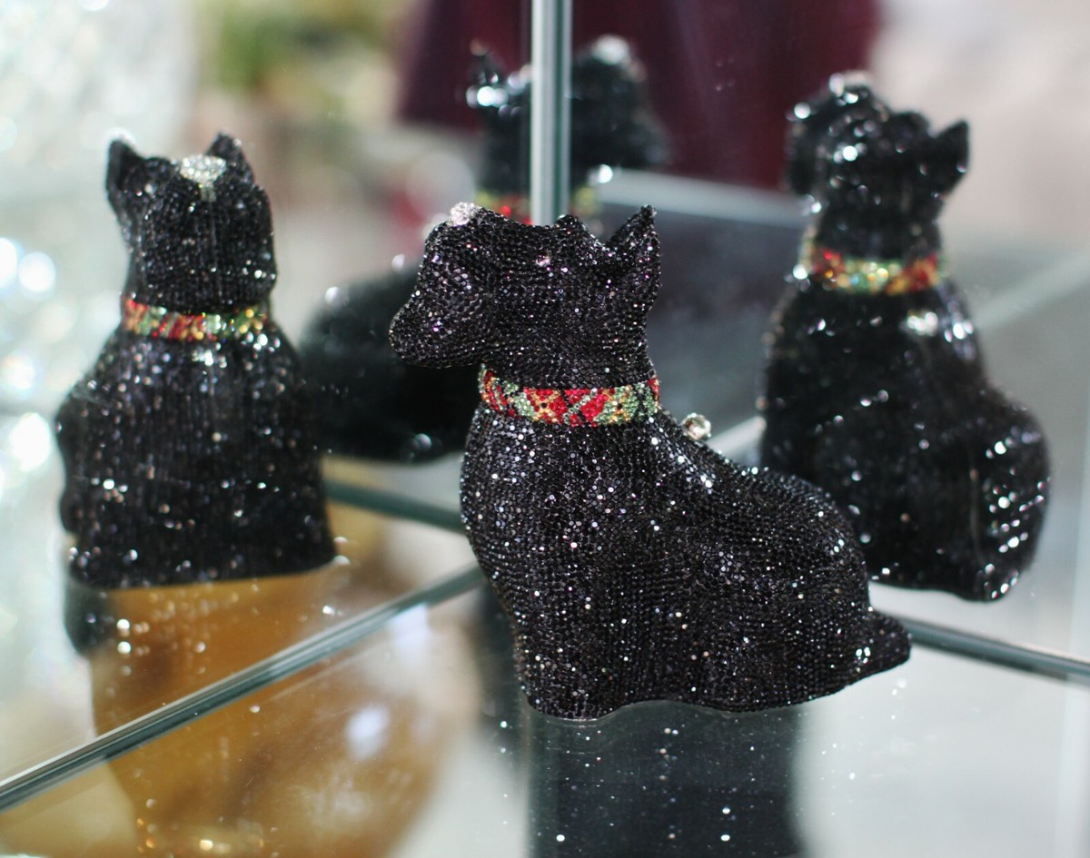 JUDITH LEIBER SHOULDER BAG BLACK SCOTTISH TERRIER DOG SWAROVSKI