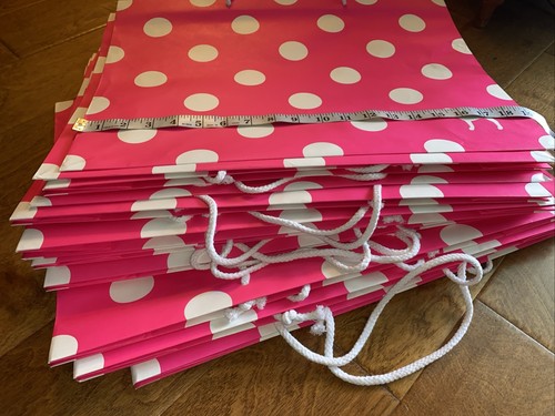 10 Victoria's Secret Large Hot Pink Dog Polkadot Paper Gift Shopping Bags 19” - Picture 2 of 3
