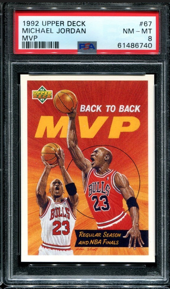 PSA 8 NM MINT 1992 UPPER DECK MVP MICHAEL JORDAN #67 BULLS 86740 B129