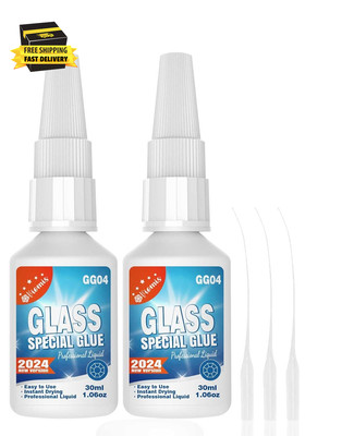 2Pack 30G Clear Glass Glue - Strong Adhesive for Glass to Glass Bonding, Fast Dr