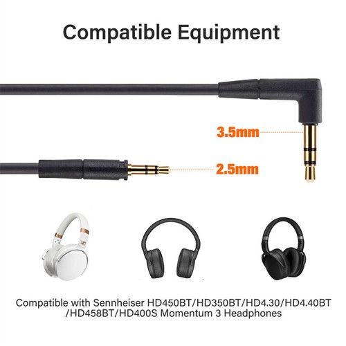 Audio Cable for Sennheiser Headphones 2.5mm to 3.5mm Replacement Aux Cord 1.45m - Picture 2 of 7