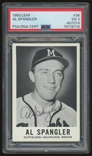1960 Leaf Al Spangler Rookie Auto #38 PSA 3 / 8 - Milwaukee Braves - RC