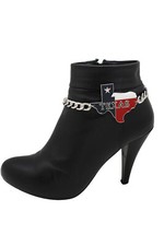 Women Silver Metal Chain Boot Bracelet Shoe Charm Anklet Texas State Fashion