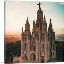 ARTCANVAS Cathedral in Barcelona Spain Square Canvas Art Print