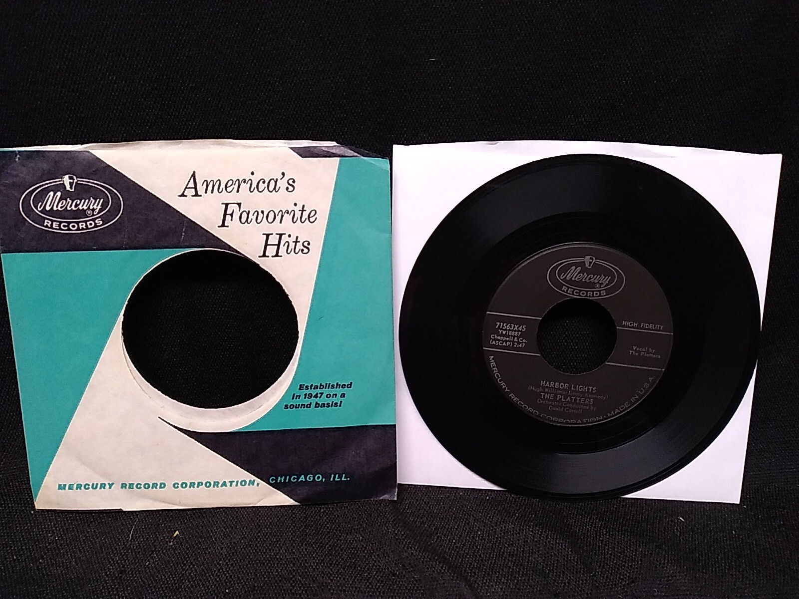 Platters Harbor Lights / My Prayer 45 RPM Mercury records lot of 2 1956