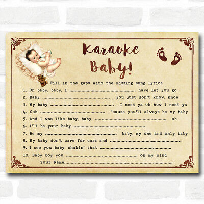 Music Match Printable Baby Shower Game Lyric Song Digital 