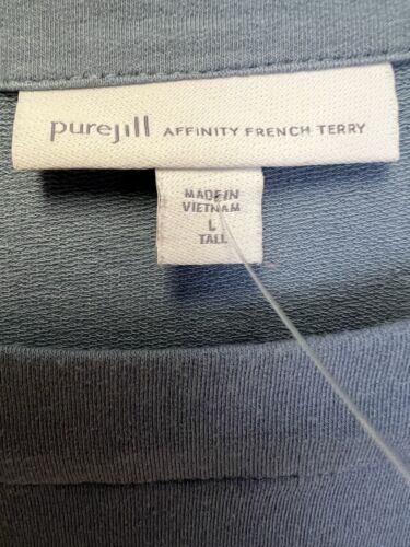 PURE JILL Affinity Stretch Tunic Blue L Tall Jersey Knit Soft Terry Lounge Shrt - Picture 3 of 3