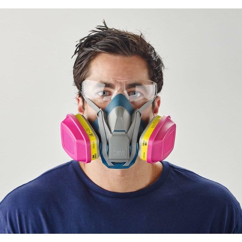 3M QUICK LATCH HALF FACE RESPIRATOR MASK P100 ORGANIC VAPOR ACID GAS FILTER MED - Afbeelding 5 van 7