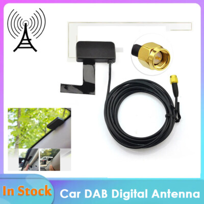 Vehicle antenna DAB + antenna car radio adapter motor vehicle SMA-M plug adhesive antenna