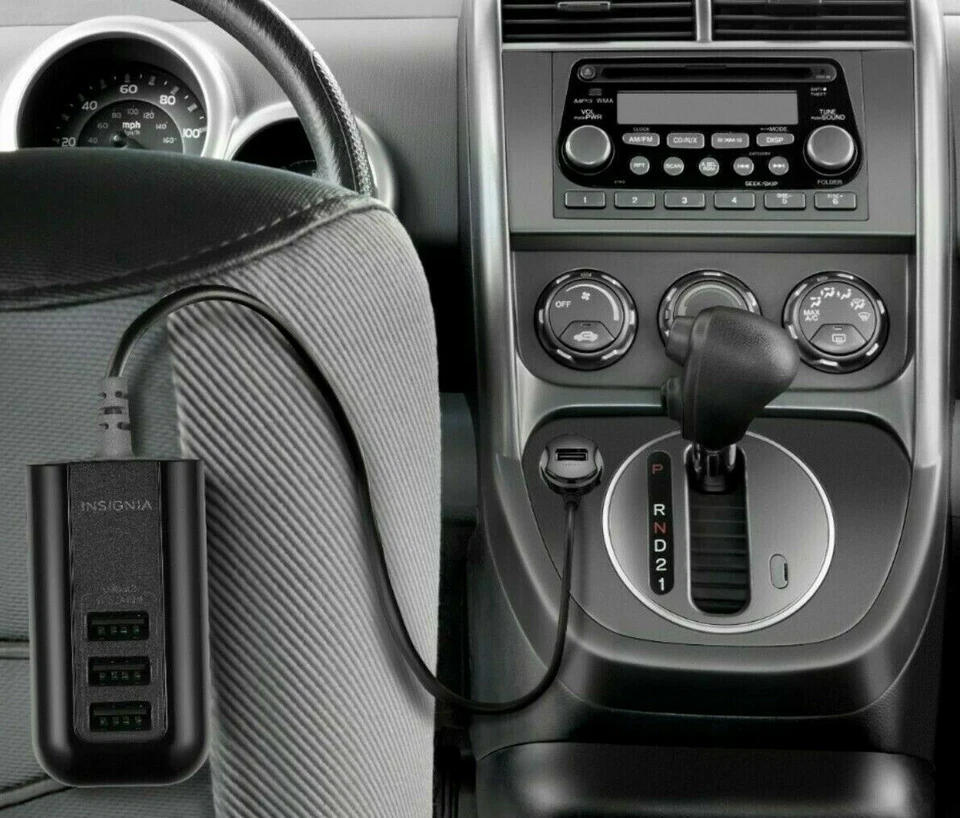 NEW Insignia 4-Port Smart Charging Car Charger 38 Watts 5' 5 FT Cable NS-MDC8U4N - Image 2 of 4