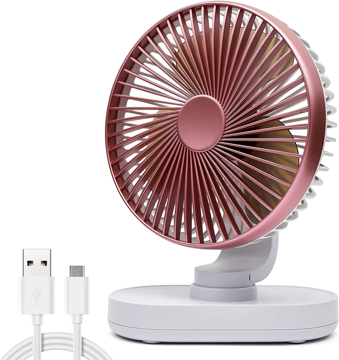 USB Desk Fan Rose Gold 6.7 Mini Small Silent Fan 4 Speed