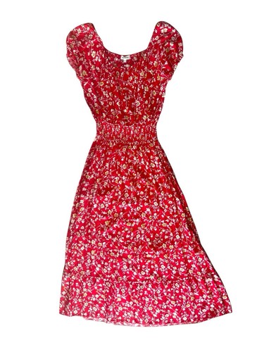 Anthropologie Kindred 1X Fits XL Red Floral Tiered Boho Maxi Dress - Picture 1 of 6