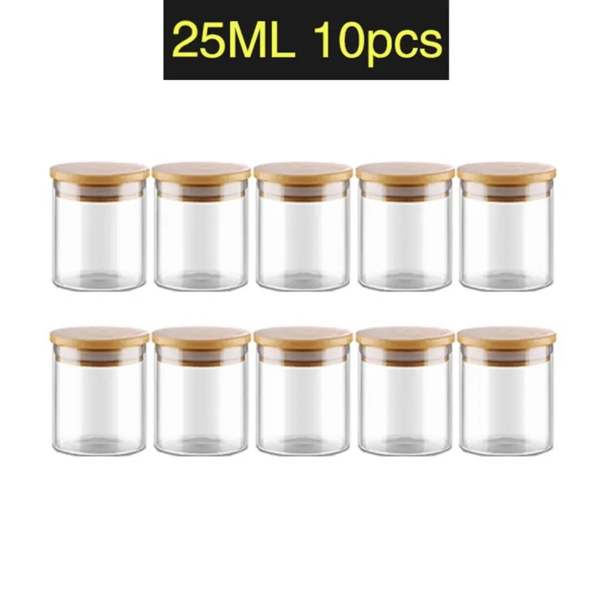 10 Piece Glass Spice Jar Set With Bamboo Lid 25ml